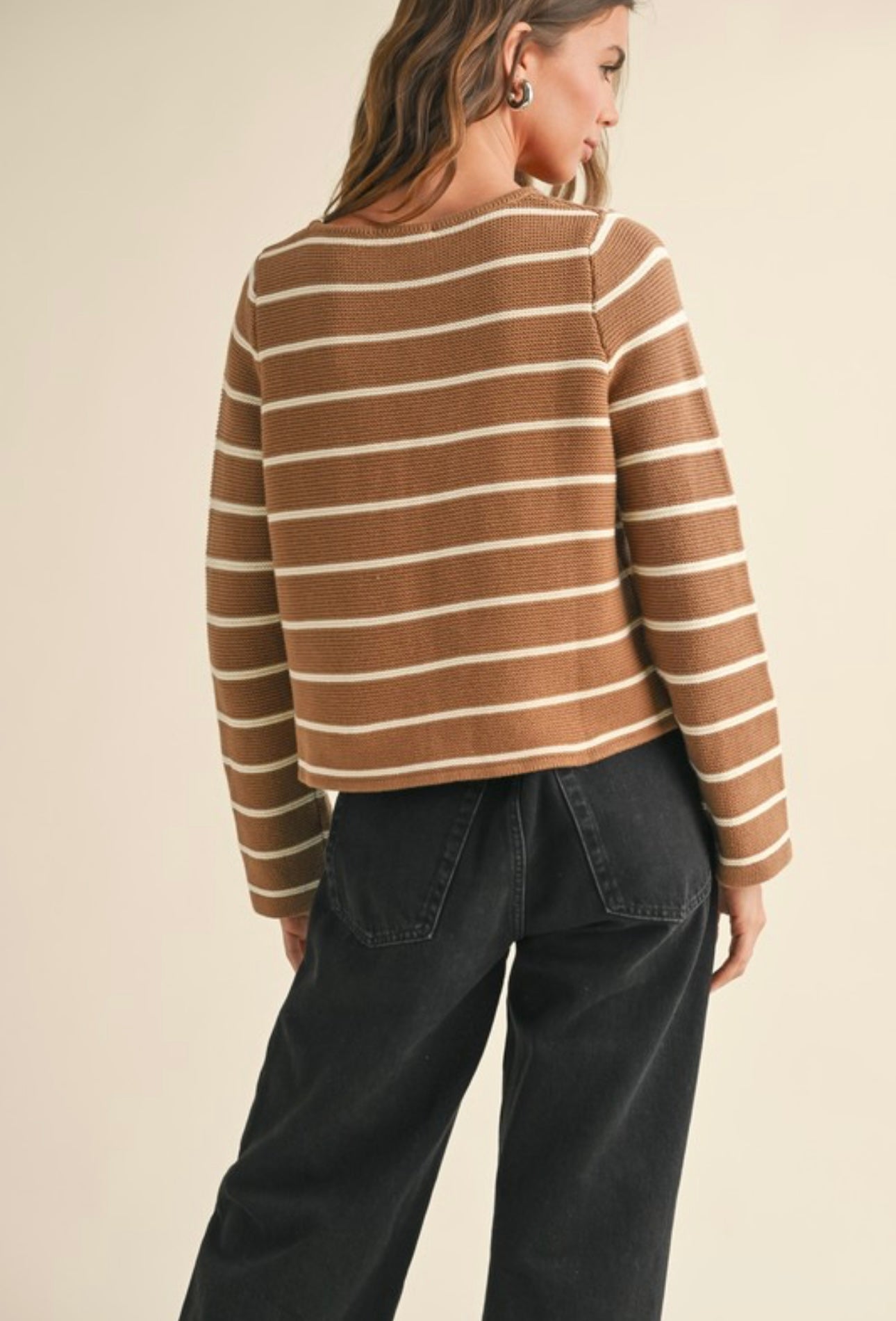 Striped Front-Tie Cardigan