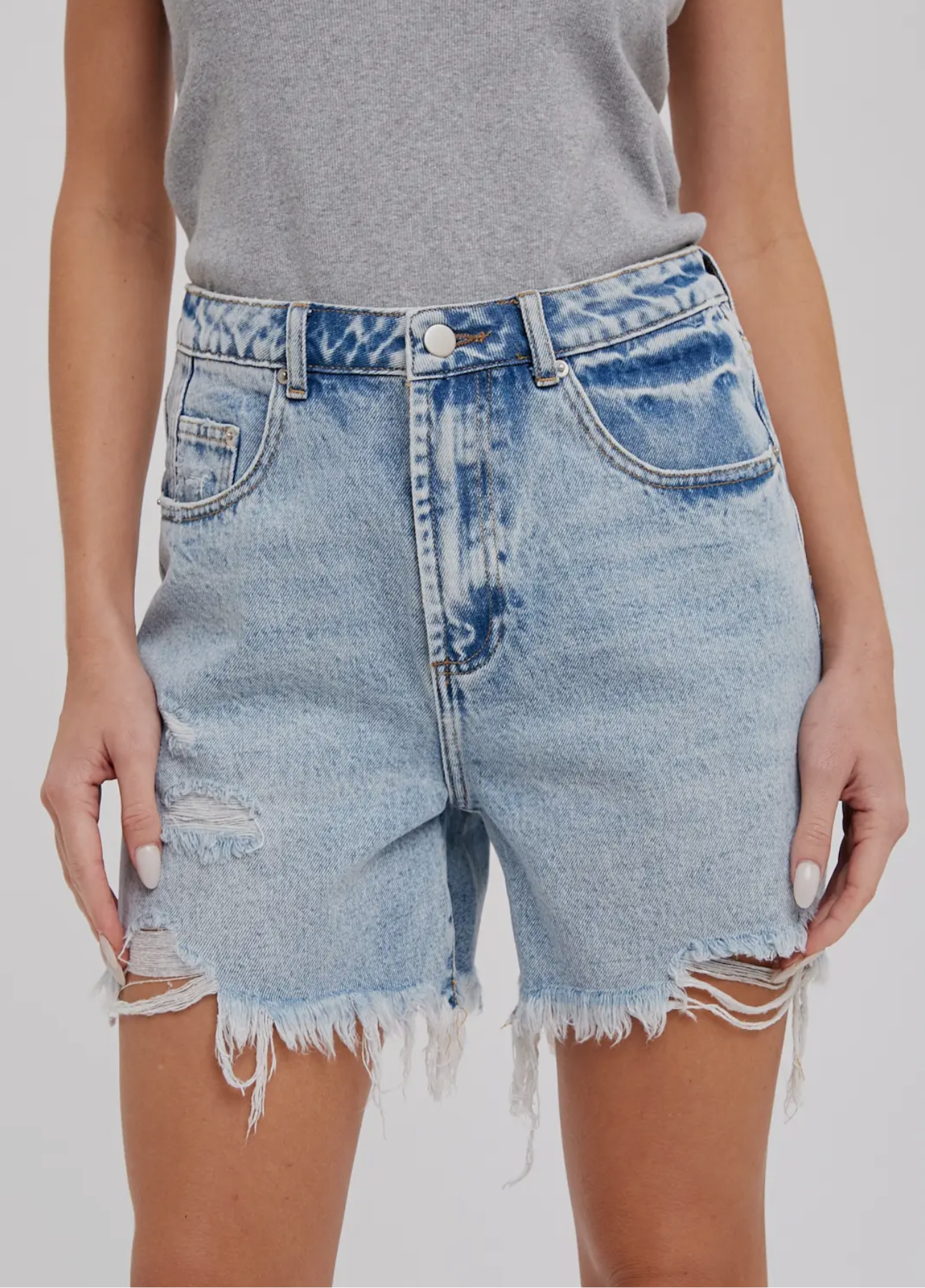 Relaxed Mid Length Denim Shorts