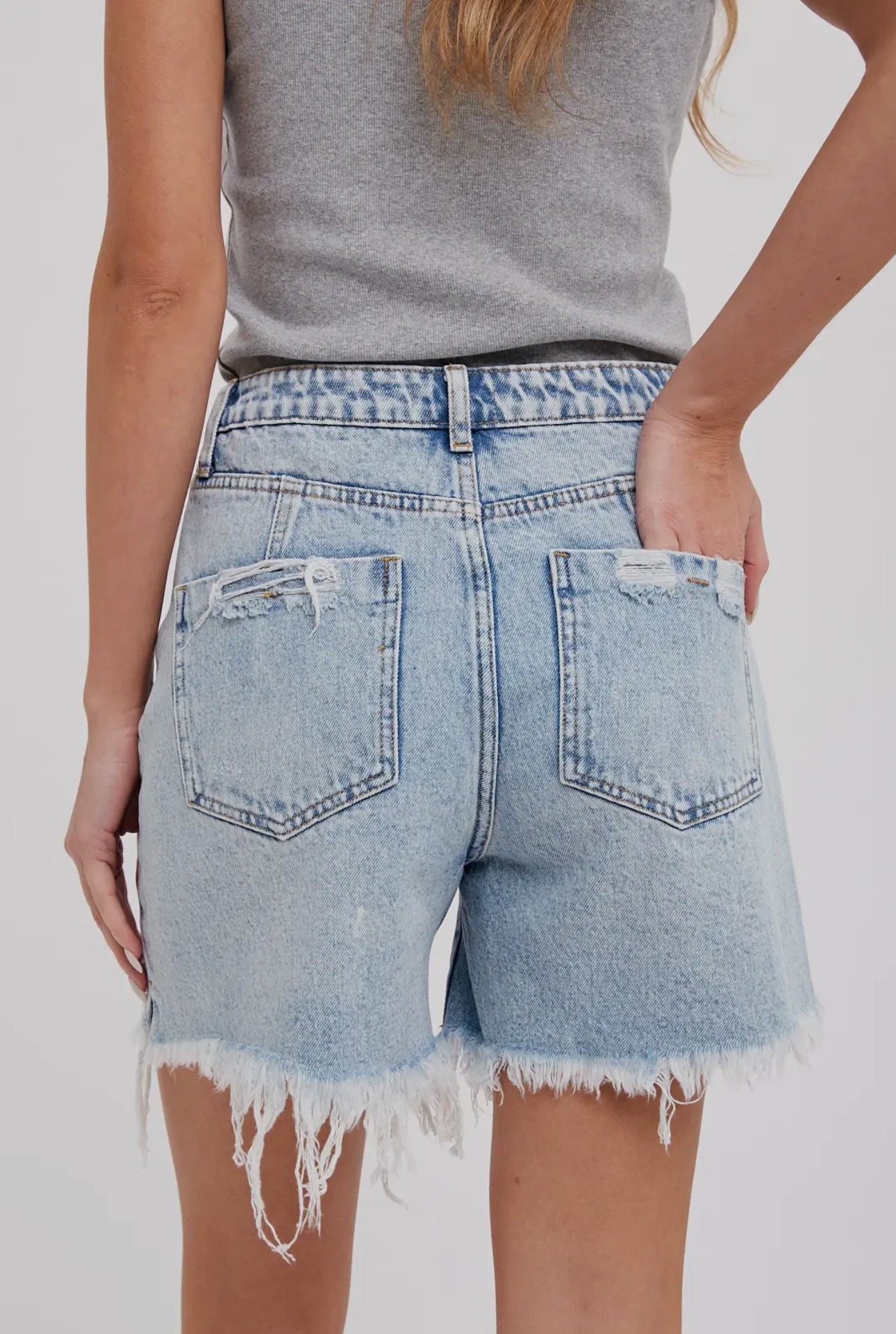 Relaxed Mid Length Denim Shorts